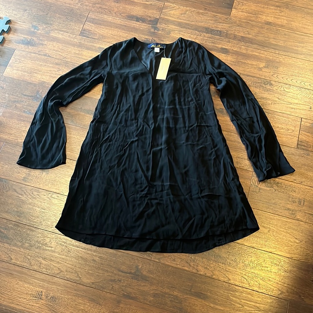 Francesca’s Blue Rain Long Sleeve Lattice Back Dress